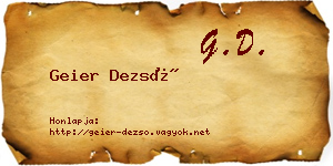 Geier Dezső névjegykártya